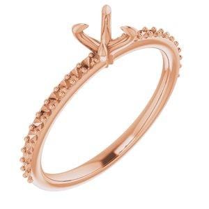 Custom 18K Rose  4.4 mm Round Engagement Ring Mounting