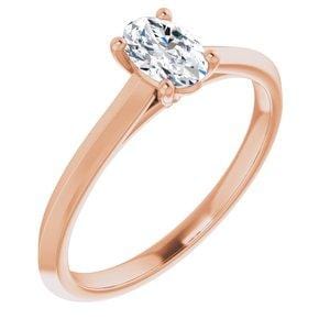 Custom 18K Rose 6x4 mm Oval Solitaire Engagement Ring Mounting