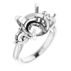 Custom 18K White 12 mm Round Engagement Ring Mounting