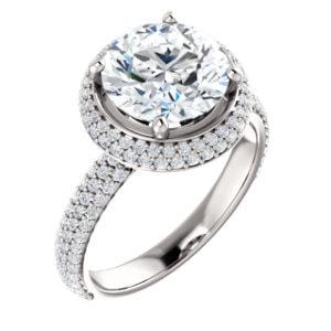 Custom 18K White  9 mm Round Engagement Ring Mounting