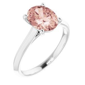Custom 18K White 9x7 mm Oval Solitaire Engagement Ring Mounting