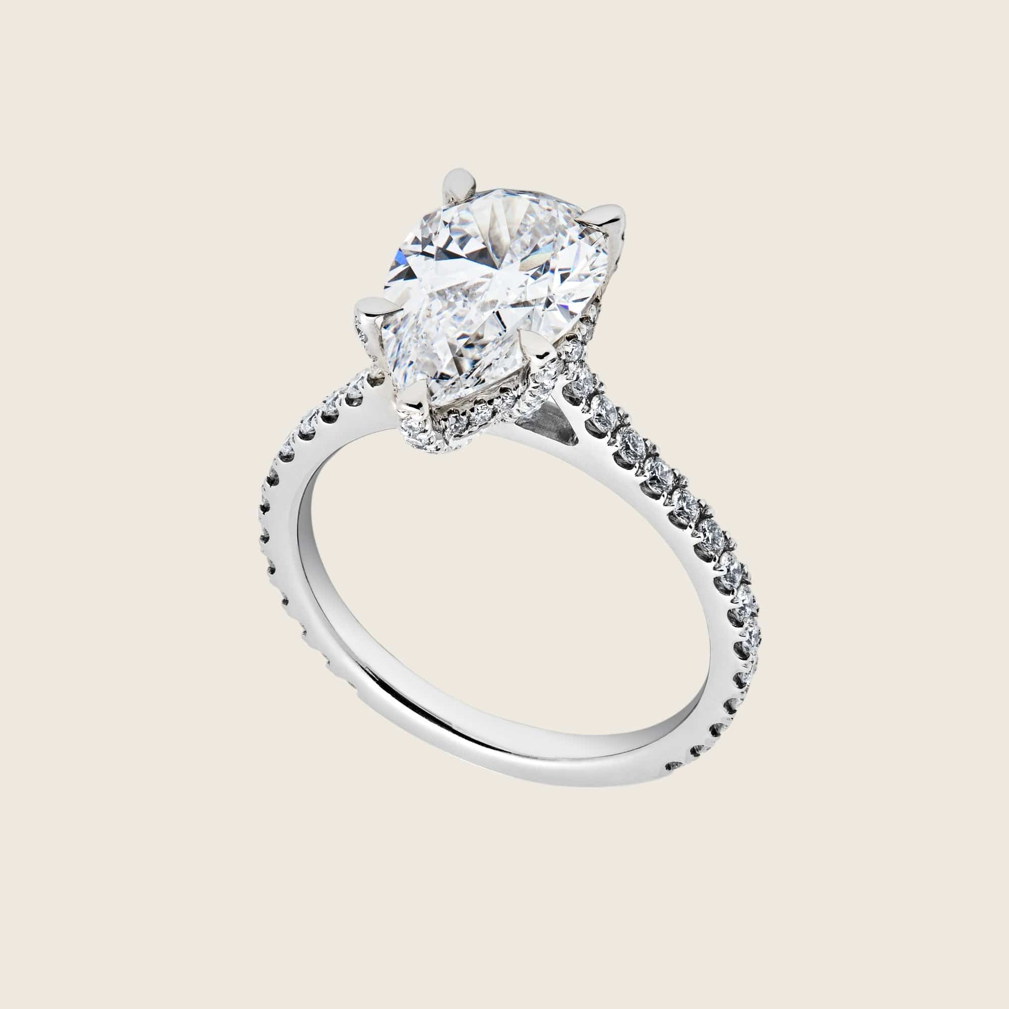 Custom Pear Cut Solitaire Platinum Engagement Ring