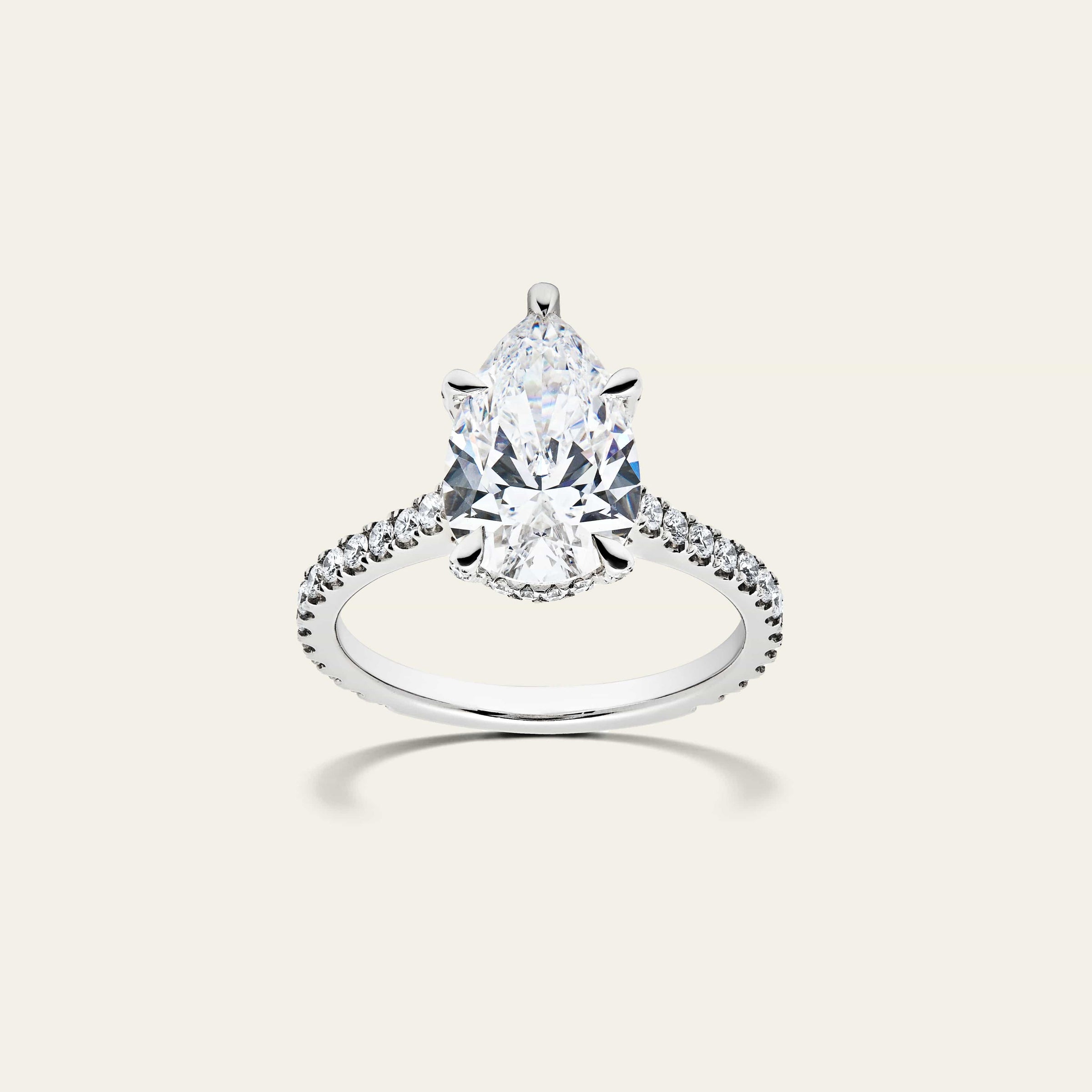 Custom Pear Cut Solitaire Platinum Engagement Ring