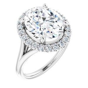 Custom Platinum 12x10 mm Oval Engagement Ring Mounting