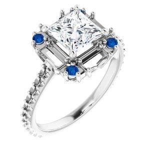 Custom Platinum 6 mm Square Engagement Ring Mounting