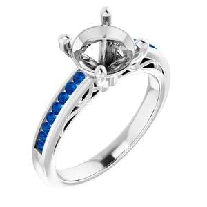 Custom Platinum  8 mm Round Engagement Ring Mounting