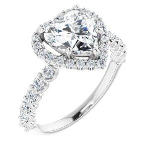 Custom Platinum 8x8 mm Heart Engagement Ring Mounting
