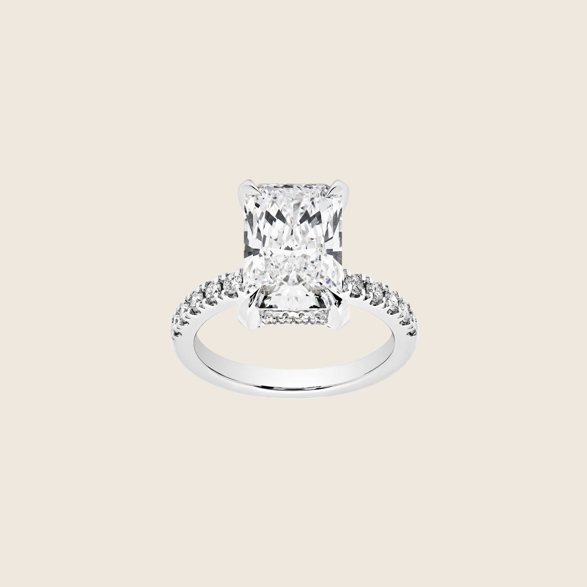 Custom Radiant Cut Solitaire Platinum Engagement Ring