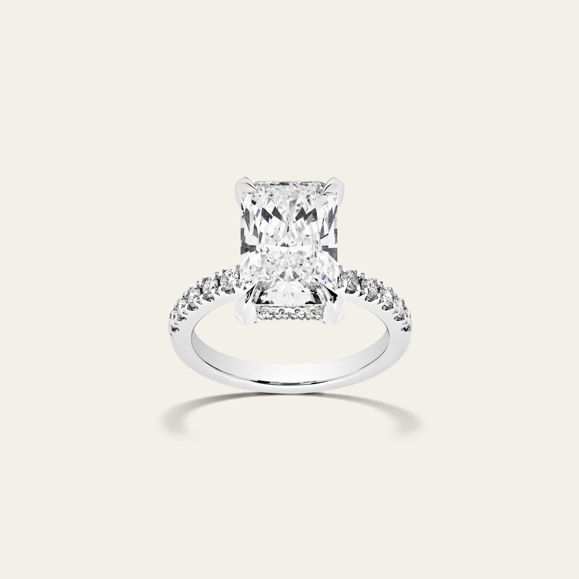 Custom Radiant Cut Solitaire Platinum Engagement Ring