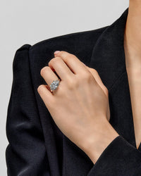 Custom Three-Stone Cushion Cut Platinum Engagement Ring