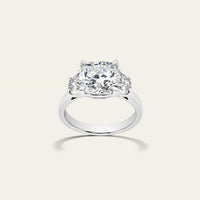 Custom Three-Stone Cushion Cut Platinum Engagement Ring