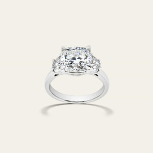 Custom Three-Stone Cushion Cut Platinum Engagement Ring