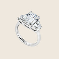 Custom Three-Stone Radiant Cut Platinum Engagement Ring