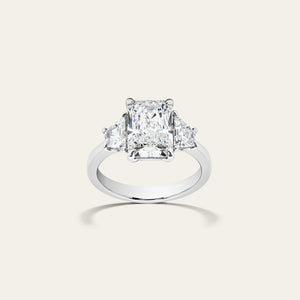 Custom Three-Stone Radiant Cut Platinum Engagement Ring