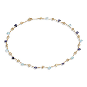 18K Yellow Gold Single-Strand Topaz & Iolite Necklace