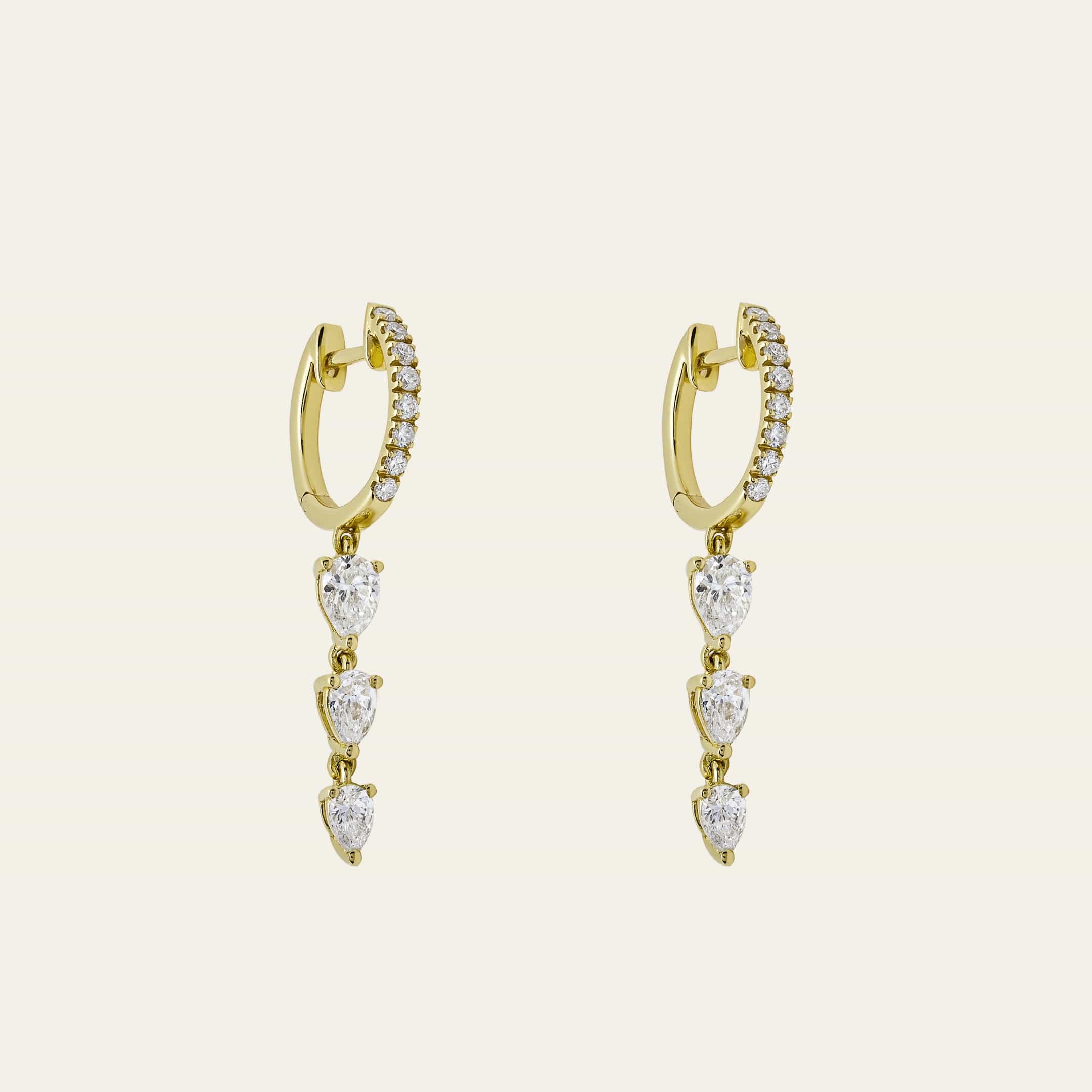 Dangling Diamond Huggie Hoop Earrings