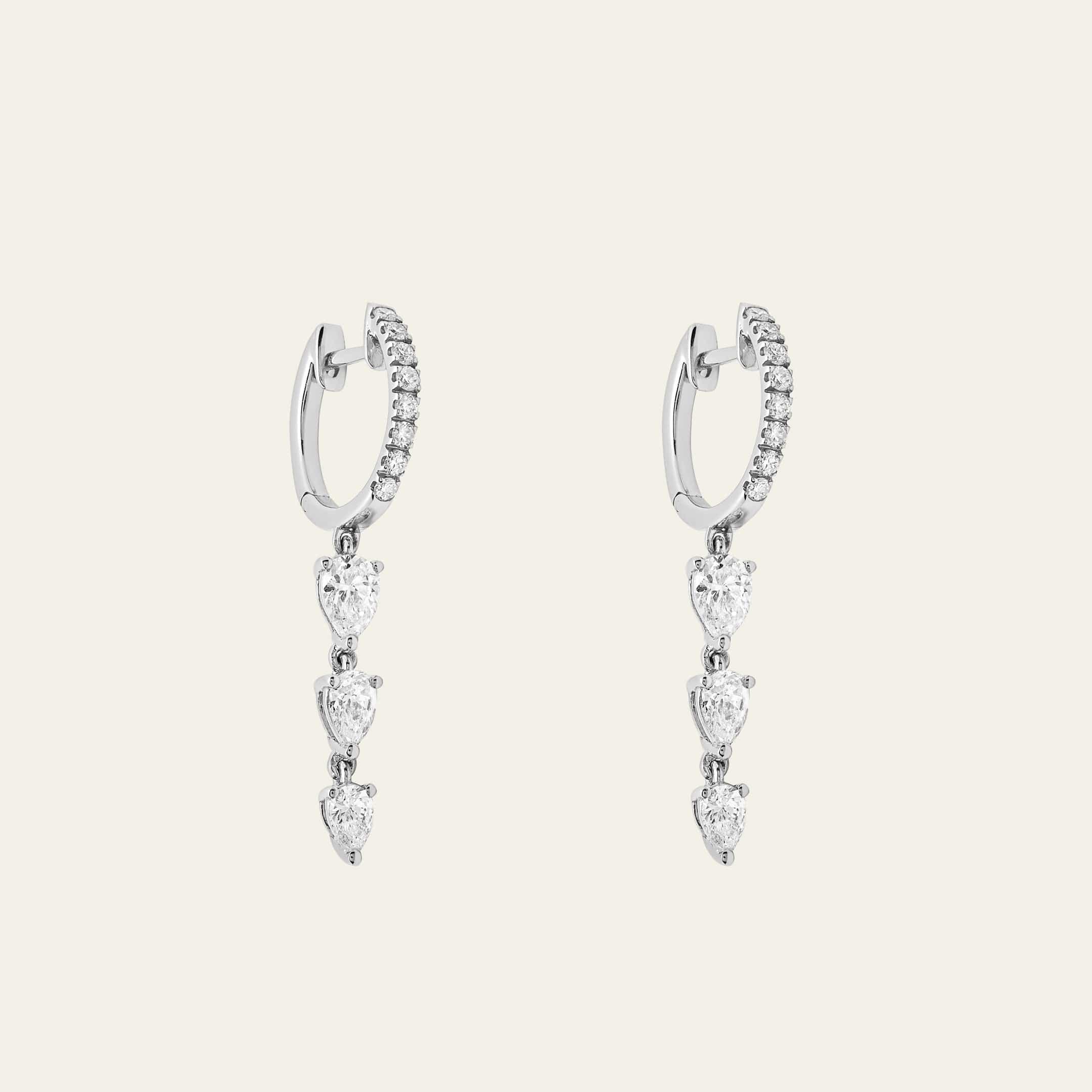 Dangling Diamond Huggie Hoop Earrings