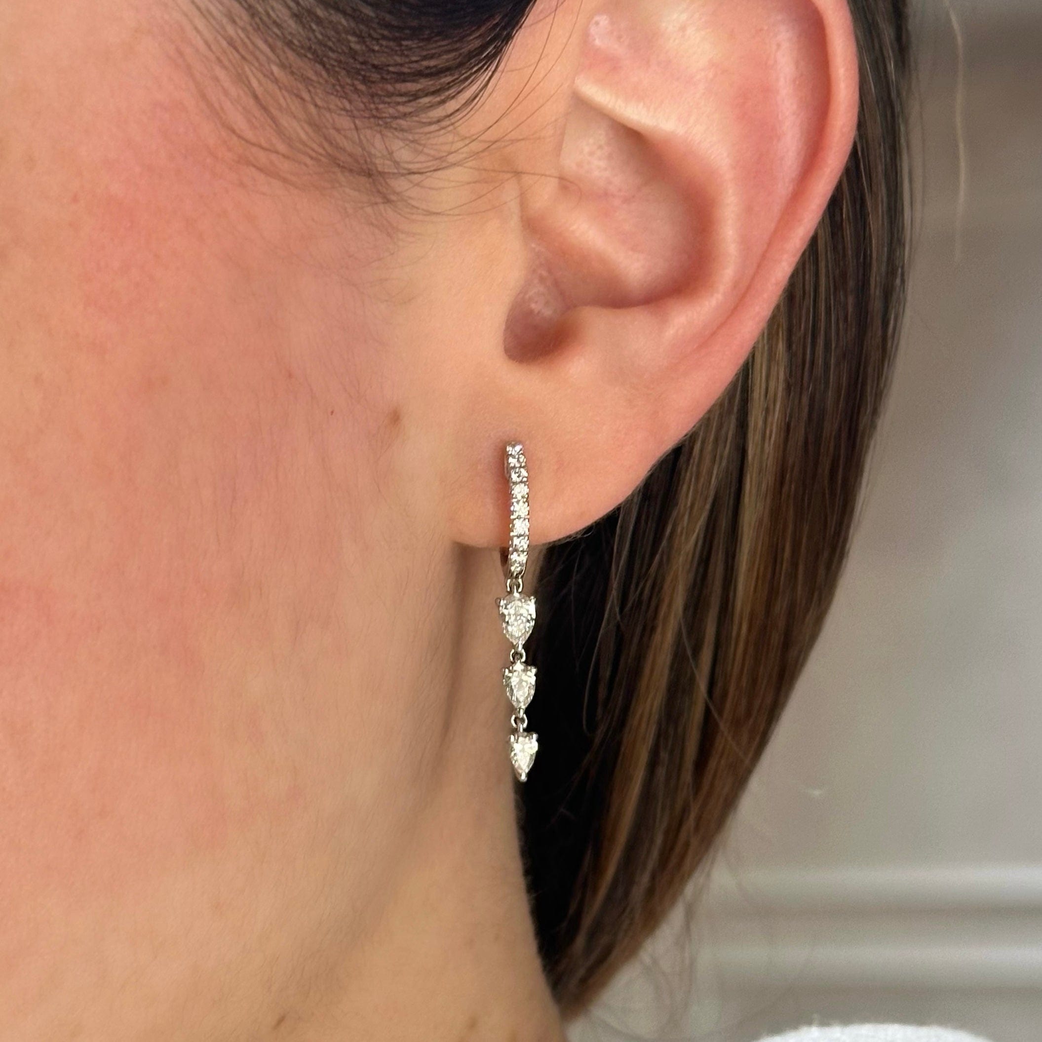 Dangling Diamond Huggie Hoop Earrings