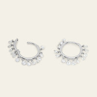Dangling Rose-Cut Diamond White Gold Hoops
