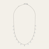 Dangling Rose-Cut Diamond Tennis Necklace in White Gold