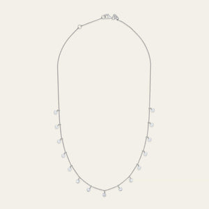 Dangling Rose-Cut Diamond Tennis Necklace in White Gold