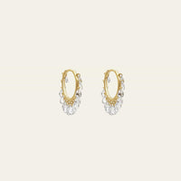 2.40 Carat Dangling Rose-Cut Diamond Yellow Gold Hoops