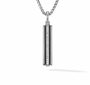 Deco Ingot Tag in Sterling Silver with Pave Diamonds