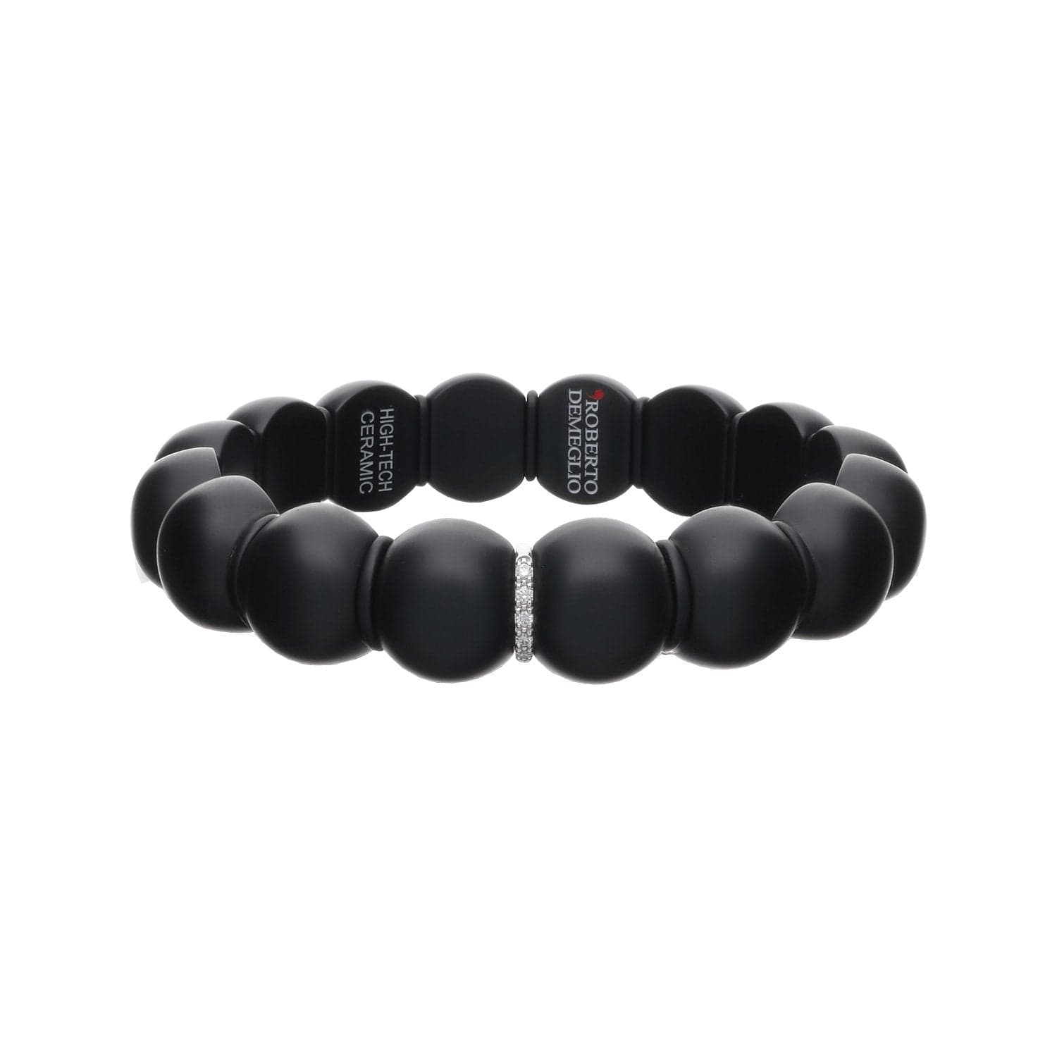 Diamond and Black Ceramic Dama Stretch Bracelet