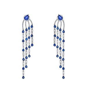 Diamond and Blue Sapphire Chandelier Earrings