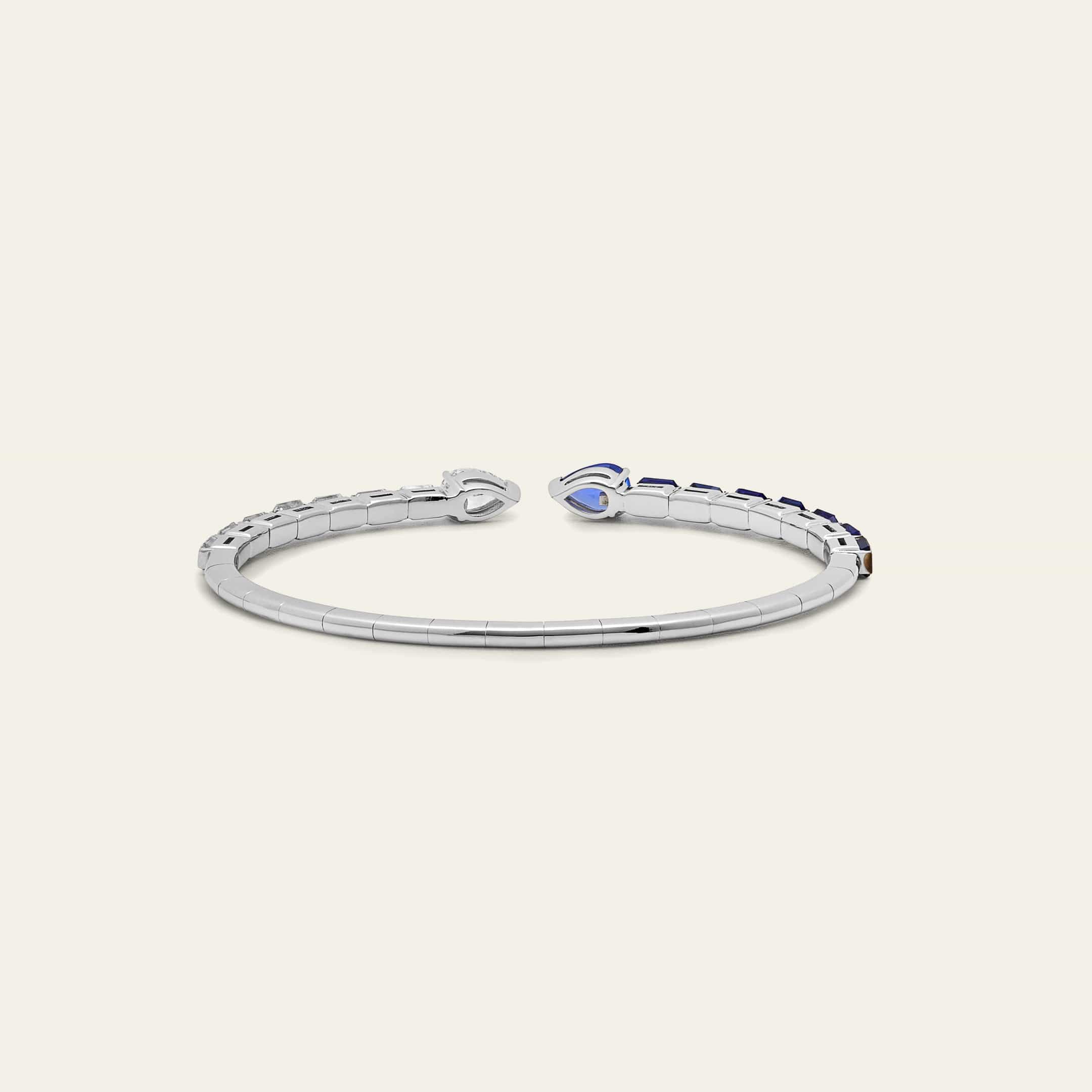 Diamond and Blue Sapphire Cuff Bracelet