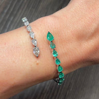 Diamond and Emerald Bypass Cuff Bracelet