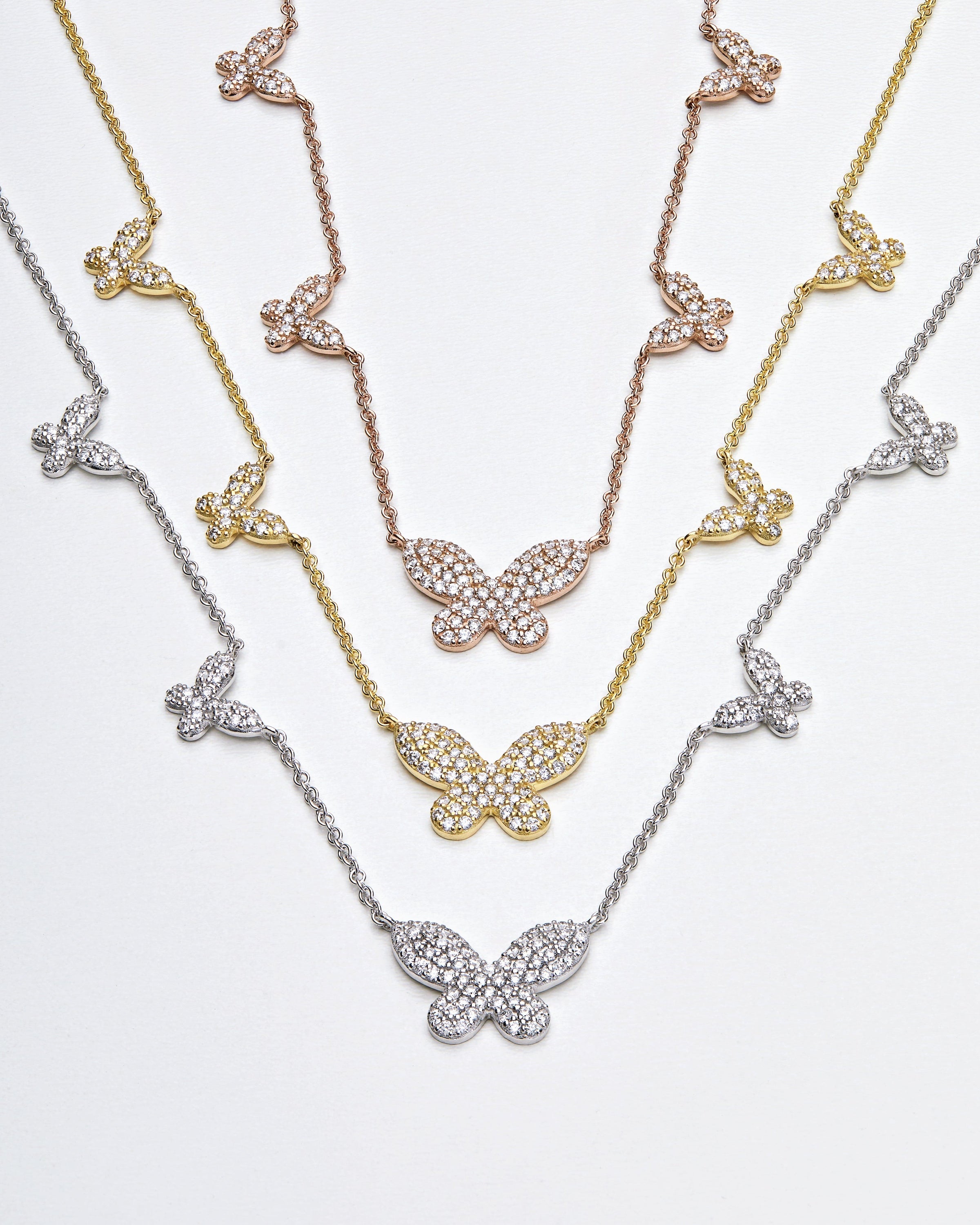 Diamond and Gold Butterfly Necklace