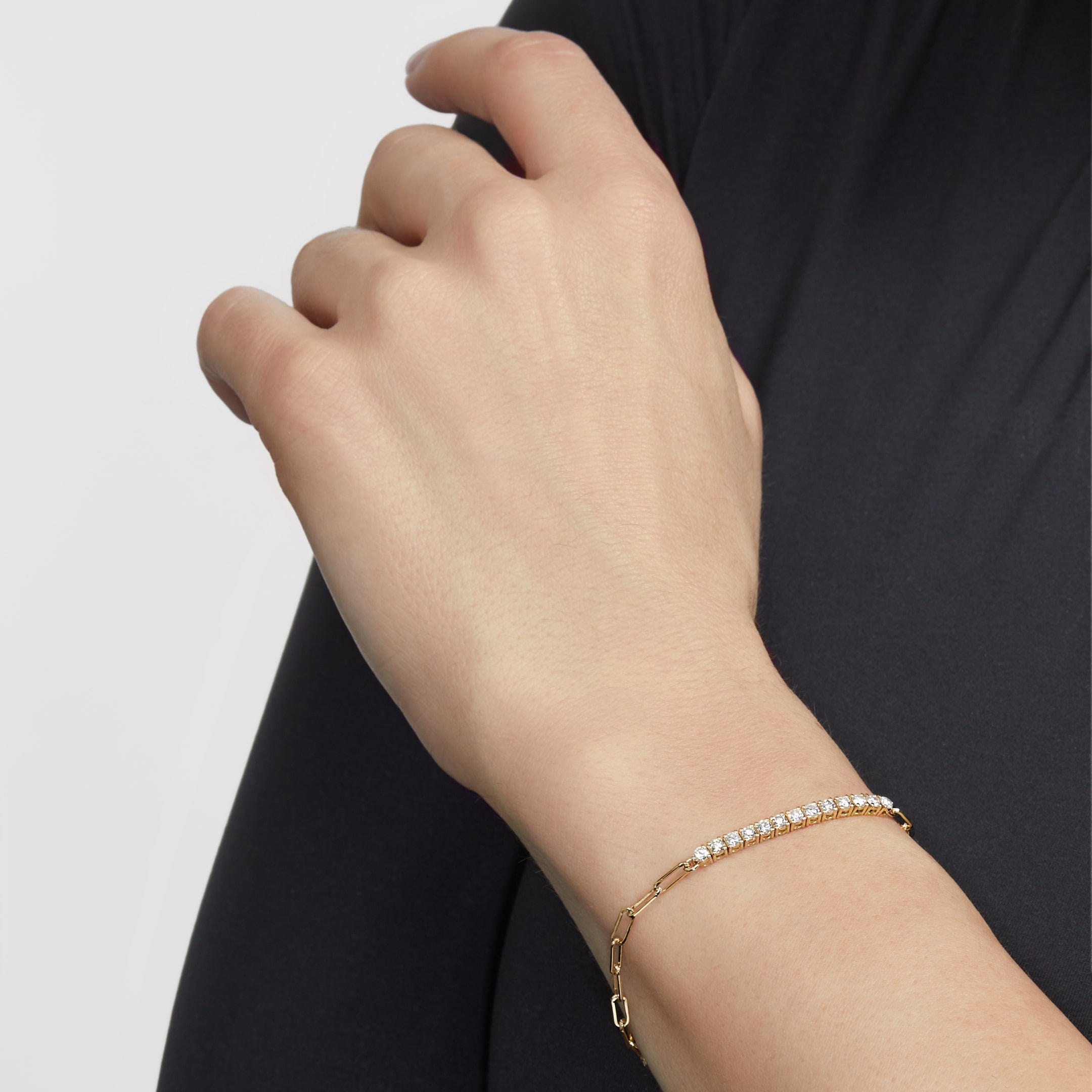 Diamond and Gold Paperclip Chain Bracelet