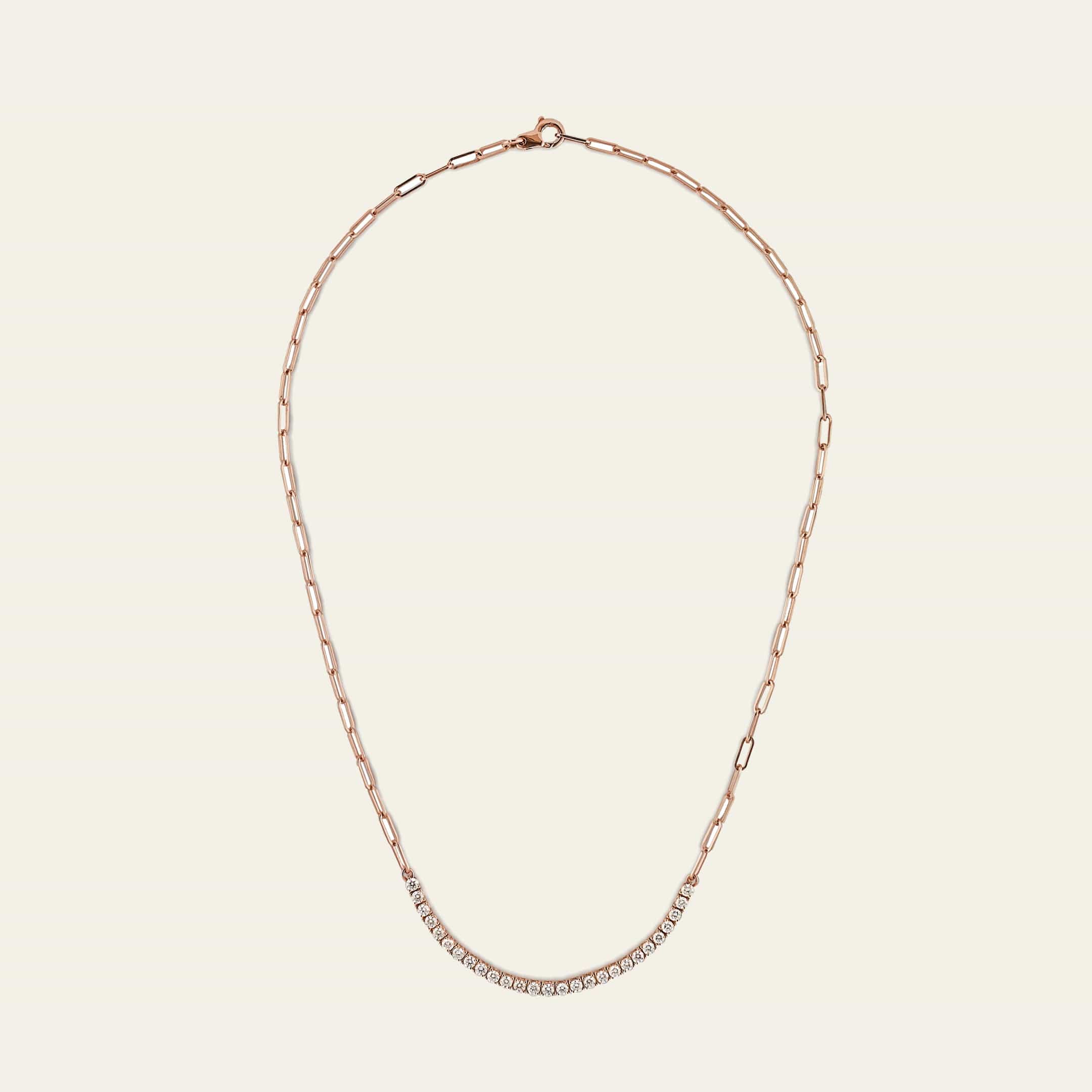 Diamond and Gold Paperclip Chain Necklace