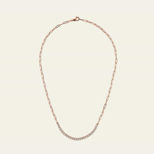 Diamond and Gold Paperclip Chain Necklace