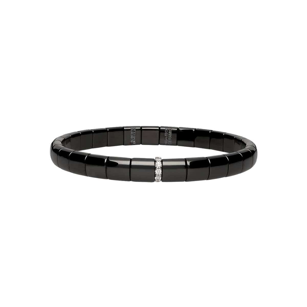 Diamond and Polished Black Ceramic Pura Bracelet