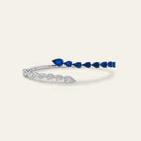 Diamond and Sapphire Bypass Cuff Bracelet