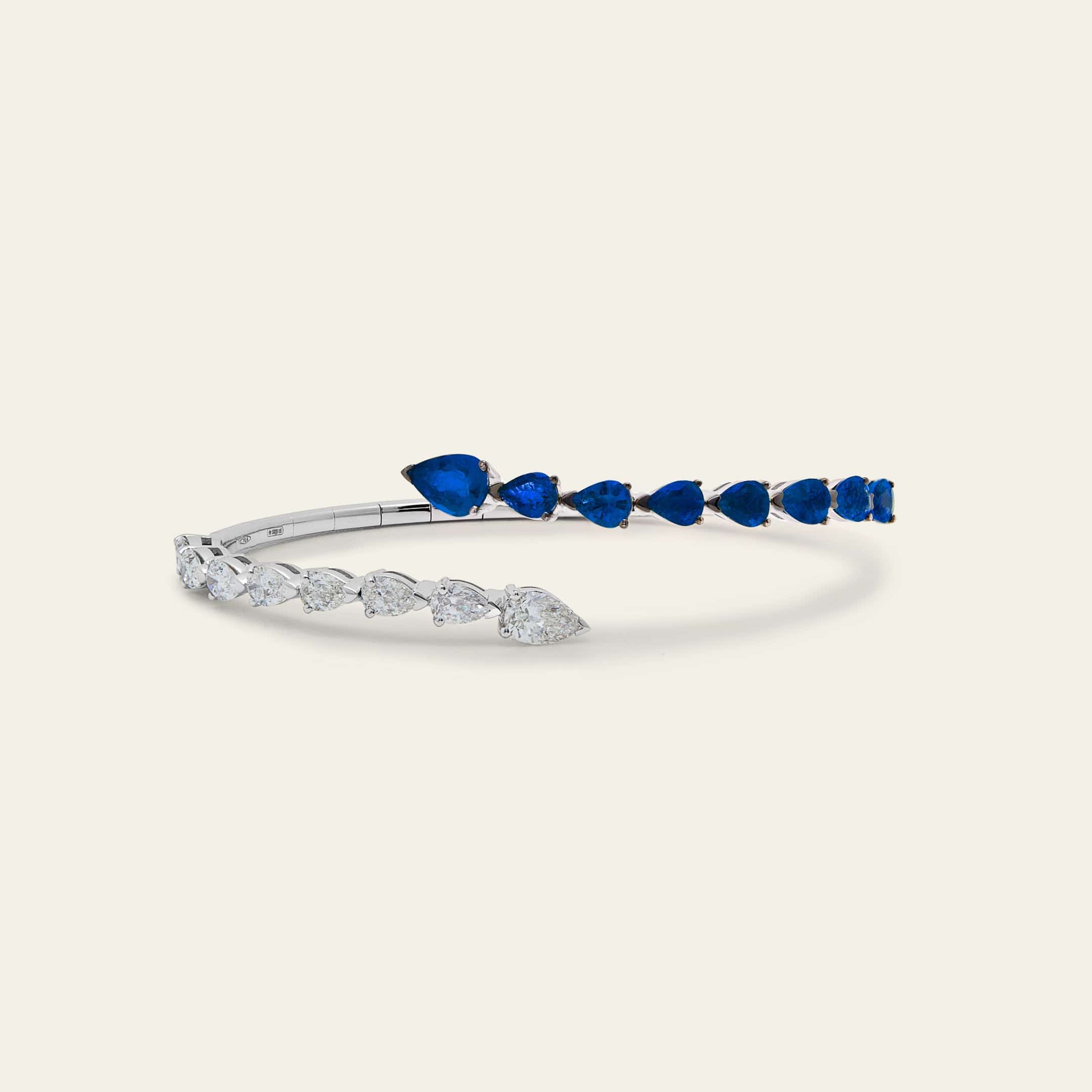 Diamond and Sapphire Bypass Cuff Bracelet