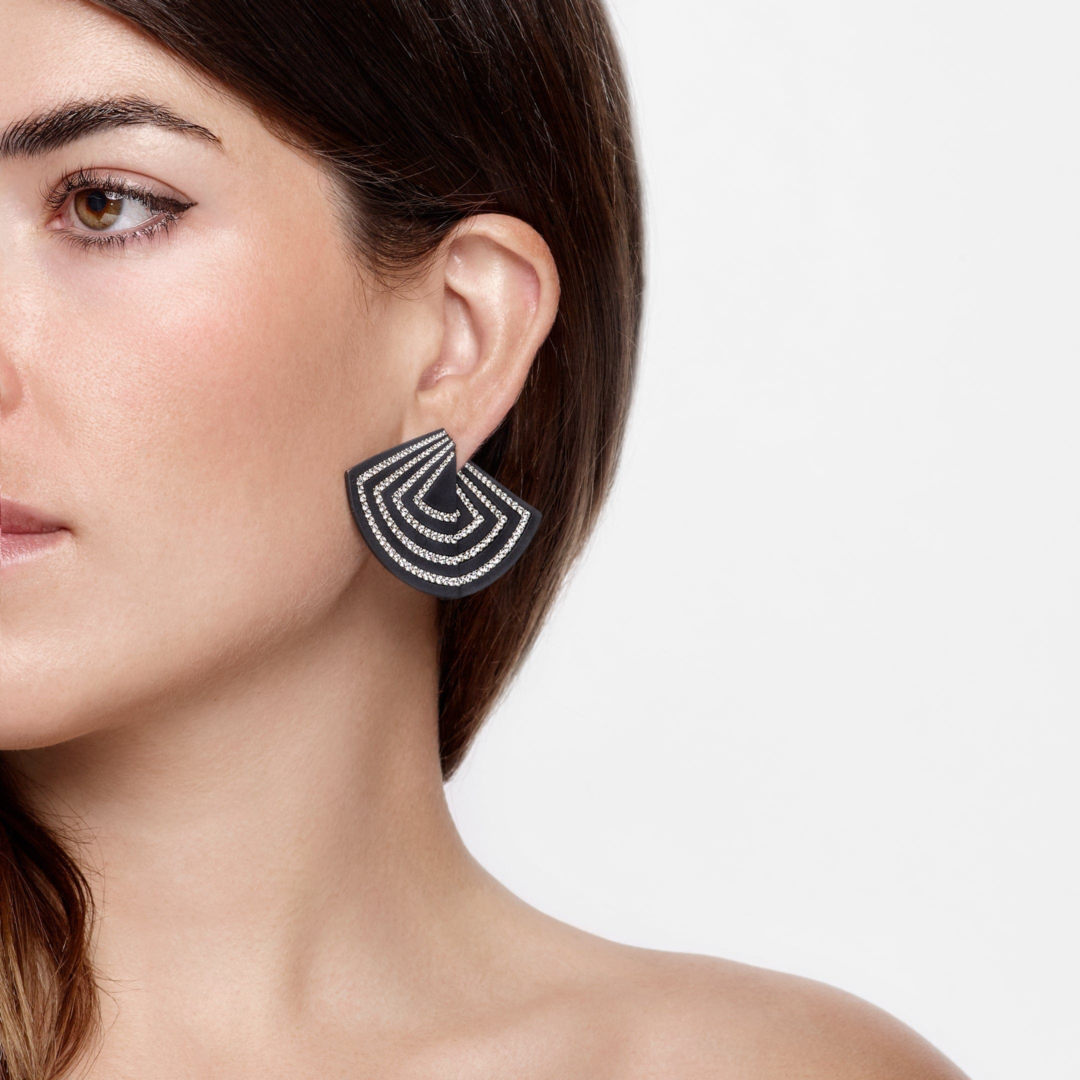 Diamond and Titanium Fan Earrings