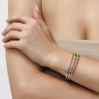 Rose Gold Blue Enamel Diamond Cuff Bracelet