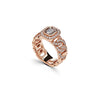 Diamond Cocktail Ring with Rose Gold Pavé Chain Link Band