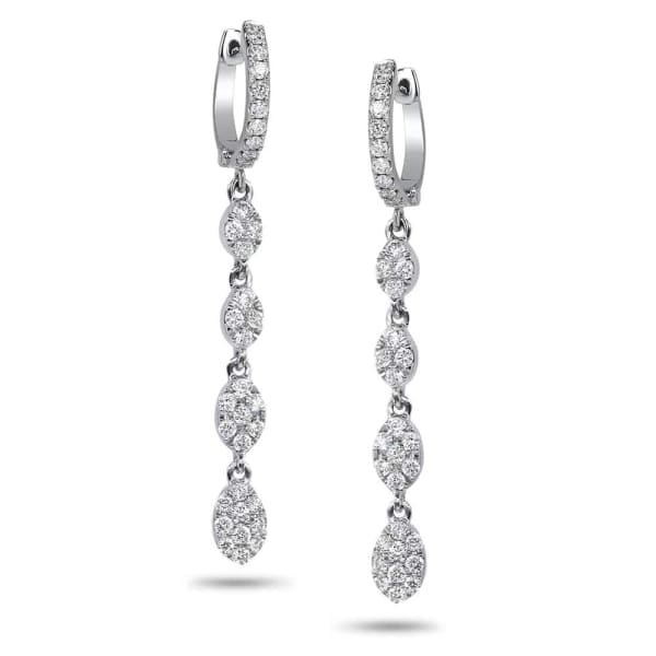 0.76ct. Natural Diamond Drop Chandelier Earrings Set In 18K White Gold