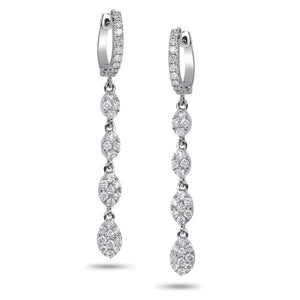 0.76ct. Natural Diamond Drop Chandelier Earrings Set In 18K White Gold