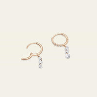 Rose-Cut Diamond Line Hoop Earrings Rose Gold