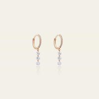 Rose-Cut Diamond Line Hoop Earrings Rose Gold
