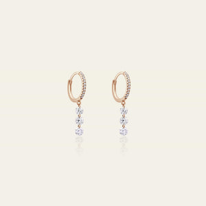 Rose-Cut Diamond Line Hoop Earrings Rose Gold