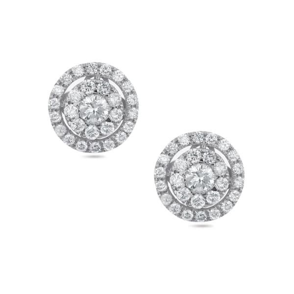 0.97ct. Natural Diamond Stud Earrings Set In 18K White Gold, Round Cut