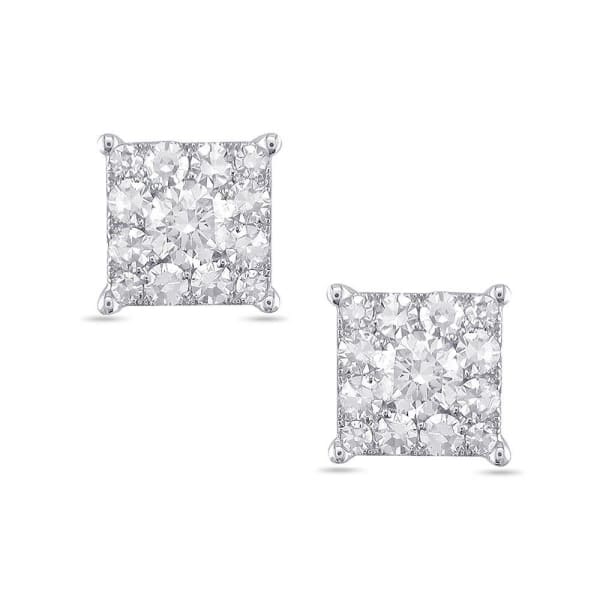 0.75ct. Natural Diamond Stud Earrings Set In 18K White Gold