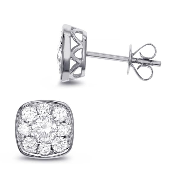 1.00ct. Natural Diamond Stud Earrings Set In 18K White Gold