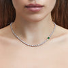 Diamond Tennis Necklace with Ruby Accent